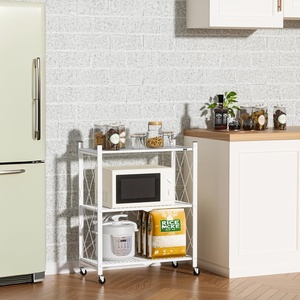 Étagères <span class=keywords><strong>de</strong></span> <span class=keywords><strong>rangement</strong></span> à <span class=keywords><strong>3</strong></span> <span class=keywords><strong>niveaux</strong></span> modernes et durables, peu encombrantes avec roues, sans assemblage, chariot en métal. - Product Image 2