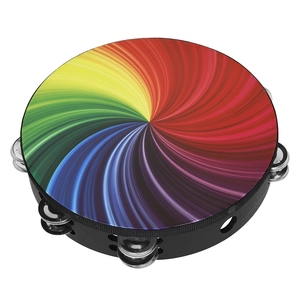 High Quality 10 Inch Colorful Double Row Hand Tambourine Lightweight Portable Dance Performance Prop <b>Music</b> Rhythm Instrument - Product Image 5