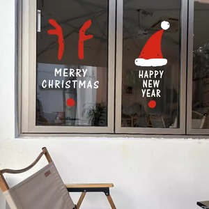 Simple Ins Style Santa Hat <span class=keywords><strong>Antlers</strong></span> Stickers Muraux Décoration De Noël Festive pour Centre Commercial Vitrines Cuisine <span class=keywords><strong>Film</strong></span> De Papier Adhésif - Product Image 4