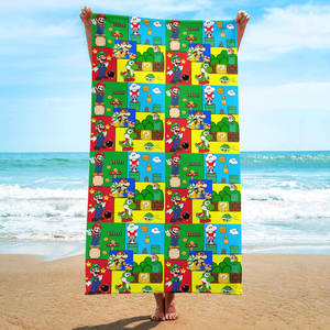 Serviettes de bain pour enfants en microfibre super douce à séchage rapide, grandes serviettes de plage et de piscine à motif Mario, vente en gros - Product Image 5