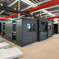 Villa préfabriquée moderne et écologique de 20 pieds ou 40 pieds, pliable à double aile, maison mobile compacte, entrepôt modulaire extensible en conteneur d'acier