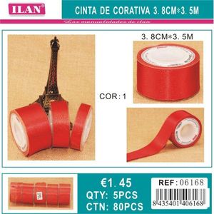 Nastro decorativo Iln 3,8 cm x 3,5 m rosso per lavori artigianali e confezioni regalo - Product Image 1