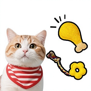 Jouets à mâcher pour animaux de compagnie : Ensemble d'éponges en loofah en forme de patte de chat, de jambe de poulet et de fleur pour le nettoyage des dents et l'auto-entretenissement des chats - Product Image 1