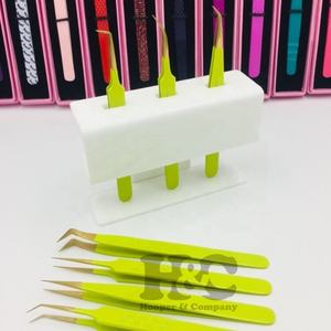 Pince à épiler professionnelle vison qualité pince à épiler Extension de cils pointe dorée en acier inoxydable durable Volume incurvé pince à épiler Logo - Product Image 4