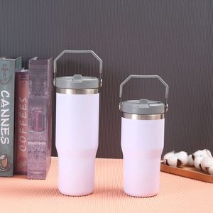 Mug de voyage isotherme à double paroi avec poignée antidérapante, couvercle et paille, 20oz 30oz, pour la maison et le bureau - Product Image 1