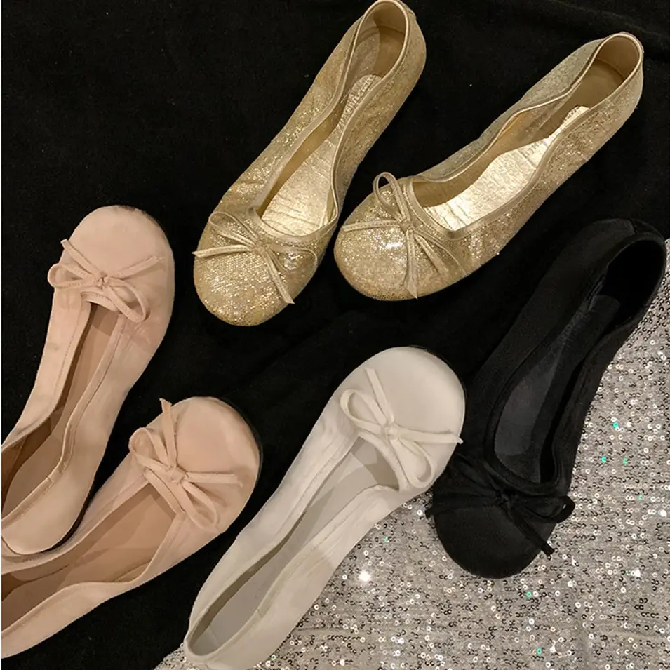 Xinzirain 2024 Phụ Nữ Cổ Điển Ballet Giày Phẳng Phụ Nữ Ballerinas Của Phụ Nữ Giả Da Lộn Slip-On Đệm Chống Trượt Rắn