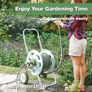 Taşınabilir 30M bahçe hortumu makara plastik su hortum makarası sepeti tekerlekler ile bahçe sulama nozulları hortum boru standı - Product Image 4
