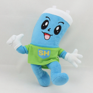 UYEAH-Muñeca mascota personalizada con camisa, venta al por mayor, logotipo personalizado, juguete mascota de peluche en forma de botella azul de dibujos animados para marca - Product Image 1