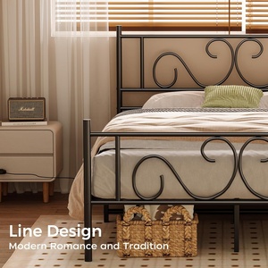 Khung giường bằng kim loại kích thước đầy đủ có đầu giường và chân giường, khung chịu lực cao với thanh đỡ bằng thép - Product Image 3