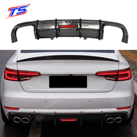 Diffuseur arrière en fibre de carbone style KB A4 Non Sline B9 avec lumière LED, lèvre de pare-chocs arrière pour Audi A4 Non Sline B9