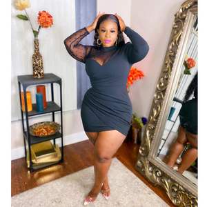 Xqy1629<span class=keywords><strong>กระโปรง</strong></span>สั้นคอกลมแขนยาวสำหรับผู้หญิง, เดรส<span class=keywords><strong>กระโปรง</strong></span>สั้นทรงสลิมฟิตขนาดใหญ่พิเศษ - Product Image 4