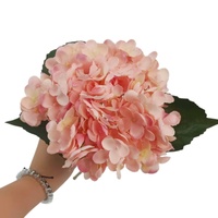 Bunga Hydrangea Sutra Buatan Warna Pink Batang Tunggal 50cm Grosir, Hydrangea Palsu Custom untuk Dekorasi Pernikahan dan Rumah