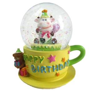Regalo de cumpleaños, globo de cochinillo Rosa <span class=keywords><strong>feliz</strong></span>, globo de nieve, diseño de taza de té de resina, bola de cristal, decoración del hogar, artesanía de resina personalizada Artificial - Product Image 3