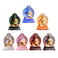 Vente en gros Liuli Bouddhisme chinois Statues de bouddha Figurines en résine de verre cristal pour la décoration de la maison ou des cadeaux