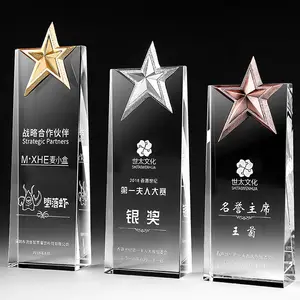 Custom Honor Of Crystal trasparente Glass Metal pentagram Crystal Award trofei decorazione