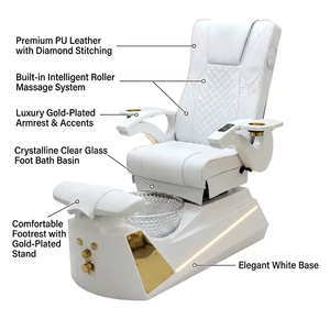 Sillón de Pedicura Eléctrico de Lujo para Salón de Uñas, con Spa para Pies, Reclinable y Ajustable, con Masaje - Product Image 5