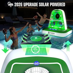 Solar-Powered Light-Up <b>Inflatable</b> Football Toss Game with Scoring Holes - Product Image 2