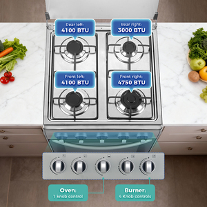 Cocina de Gas Independiente de Gran Capacidad de 55L, Encendido Manual, Horno con 4 Quemadores, Cocina con Horno para el Hogar - Product Image 2