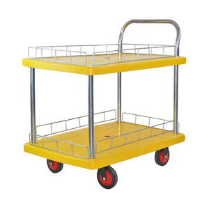 Roulettes TPR silencieuses jaunes de haute qualité chariot à plate-forme multijoueur à 2 niveaux chariot Service chariot à main marchandises en mouvement - Product Image 3