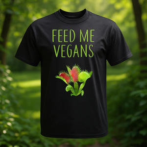 Camiseta Vegana Divertida con Estampado 'Feed Me Vegans', Cuello Redondo, Manga Corta, Algodón, Unisex, Ecológica, Promocional - Product Image 3