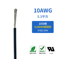 Cable Eléctrico de Silicona 10AWG 10Gauge 5.3mm² Resistente al Calor, Cable Trenzado para Interfaz de Batería RC Lipo, Cable de Alimentación, Fabricante de Barras Colectoras