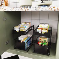 Stapelbarer 2-stufiger Organizer für Unter spülen schränke mit verschiebbarer Schublade und ausziehbarem Schrank regal für das Badezimmer in der Küche