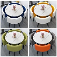Ensemble de table à manger et de 4 chaises en bois rond carré noir de style moderne de luxe pour salon, prix de gros