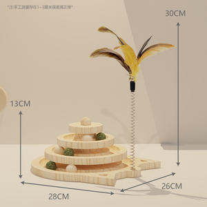 Jouet pour chat plateau tournant en bois massif durable chat menthe câlin bâton chat auto félicitation griffoir - Product Image 5