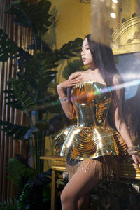 Balo kokteyl elbiseleri parlak Tessles altın elbise bayanlar kısa elbiseler kadınlar için parti akşam - Product Image 4