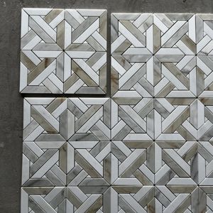 Mosaico de Mármol Carrara Blanco Verde Tia Pulido con Corte por Chorro de Agua, Diseño Moderno, Directo de Fábrica, para Pared Interior, Gráfico de Parqué - Product Image 6