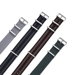 JUELONG Customized 1mm Seatbelt Nylon Watch Strap High Quality Soft Adjustable 20mm 22mm Single Pass Fabric Nylon Watch Bands