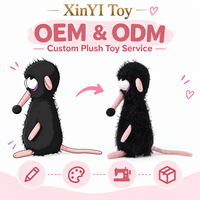 Peluche de rat noir personnalisée, grands yeux, souris en peluche douce, jouet amusant en forme d'animal de dessin animé pour enfants, cadeau d'anniversaire, décoration de la maison