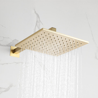 Vente flash : Douche murale en acier inoxydable 304, finition dorée, chrome poli, pomme de douche encastrée, robinet, jet de pluie