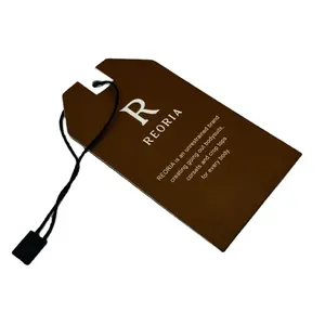 Custom New Luxury Brown Card Paper Clothing Hang Tags Swimwear Garment Tags With String For Jeans Manufacture Swing Tags Label