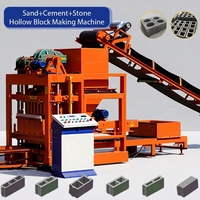 Machine à blocs de béton QTJ4-25, machine à fabriquer des blocs creux entièrement automatique avec moteur de vibration et engrenage, marque SHUNYA
