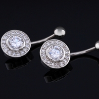 Lingchee personnalisé 14G hypoallergénique en acier chirurgical nombril anneau rond CZ nombril haltères corps Piercing bijoux