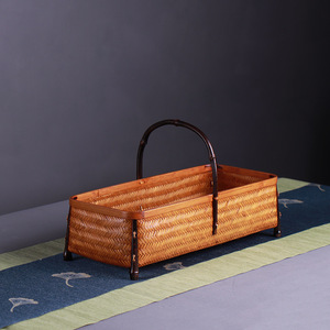 Bamboo Woven Storage Tray Rectangle Handmade Home Office Fruit Basket Storage <b>Box</b> <b>Gift</b> Use - Product Image 3
