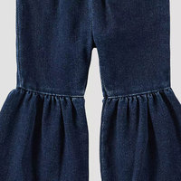 Jean évasé à volants pour femme en denim doux, taille élastique, tissu confortable et respirant, idéal pour le quotidien et l'hiver