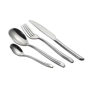 Ensemble de <span class=keywords><strong>vaisselle</strong></span> <span class=keywords><strong>complet</strong></span> de luxe réutilisable en acier inoxydable moderne argenté 18/10 pour restaurants - Product Image 1