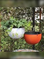 Maceta Colgante de Plástico Imitación Mimbre para Plantas Suculentas, Maceta Colgante con Autorriego para Orquídeas, Maceta Colgante Tipo Panal de Abeja