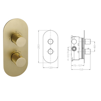 Ensemble de douche thermostatique encastré, mitigeur à deux fonctions, corps en laiton, finition brossée, moderne, pour hôtel et appartement