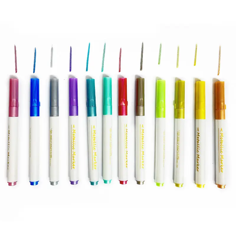 Hot Selling Multi Color Aquarel Metallic Marker (12pk) Pen Art Benodigdheden Voor Groothandel