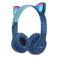 Casque sans fil BT ENC, casque audio stéréo mignon en forme de chat, casque de jeu sportif avec micro, lumières LED, écouteurs pour filles P47M