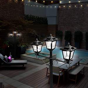 Lampadaires solaires extérieurs de 72 pouces, lampadaires solaires vintage à trois têtes pour l'extérieur, lampadaires solaires pour jardin et pelouse - Product Image 6