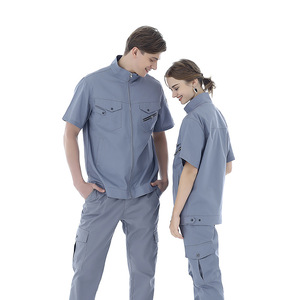 Camisa <span class=keywords><strong>de</strong></span> Trabajo Casual <span class=keywords><strong>de</strong></span> Manga Corta para Hombre y Mujer, Chaqueta <span class=keywords><strong>de</strong></span> Manga Corta para <span class=keywords><strong>Taller</strong></span>, Unisex, Venta al Por Mayor - Product Image 2