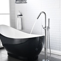Robinet de baignoire autoportant haut de gamme pour hôtels et complexes hôteliers, design commercial, garantie 5 ans, en laiton chromé, monocommande, jet doux