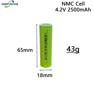 סוללת ליתיום-ניקל-מגנזיום-קובלט (LiNiMnCoO2) בגודל סטנדרטי <span class=keywords><strong>18650</strong></span>, צפיפות אנרגיה גבוהה, 4.2V, 2500mAh, Winfinova, בעלת תו תקן CE, 300 מחזורי טעינה, פריקה 8C. - Product Image 3