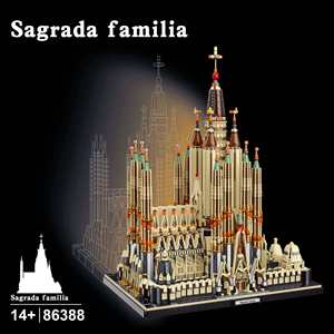 Domestic 86388 <b>Plastic</b> Battery Powered Building <b>Block</b> Set Sagrada Familia Architecture Model for Teenagers 800 Pieces - Product Image 4