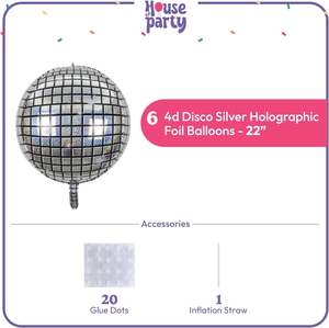 Pacchetto di 6 palloncini per sfera olografica in argento da discoteca per la tua festa - Product Image 2