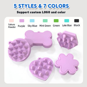 Champú de masaje de dientes de frijol largo personalizado al por mayor, peine de silicona, cepillo de limpieza del cuero cabelludo para bañarse, limpieza y Baño de mascotas - Product Image 5